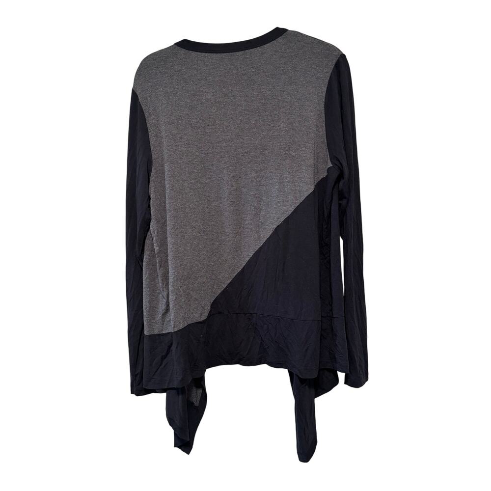 Adrienne Vittadini Women's Draped Open Front Cardigan Black Gray XL - Picture 9 of 9